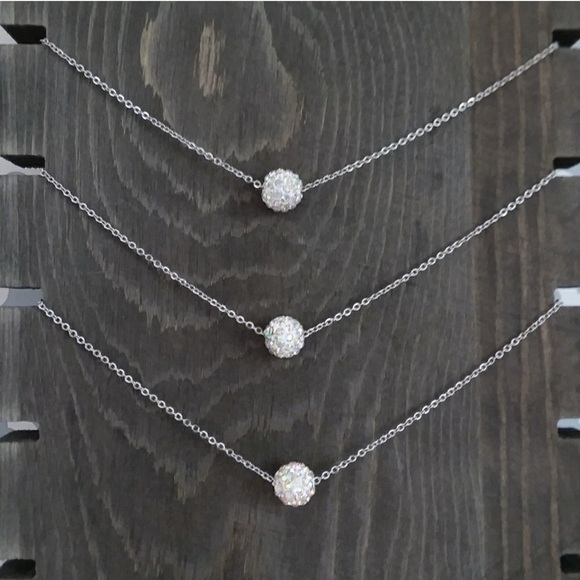 NWT Harriet Ave Iridescent Rhinestone Bead Silver Tone Chain Necklace - Picture 3 of 12